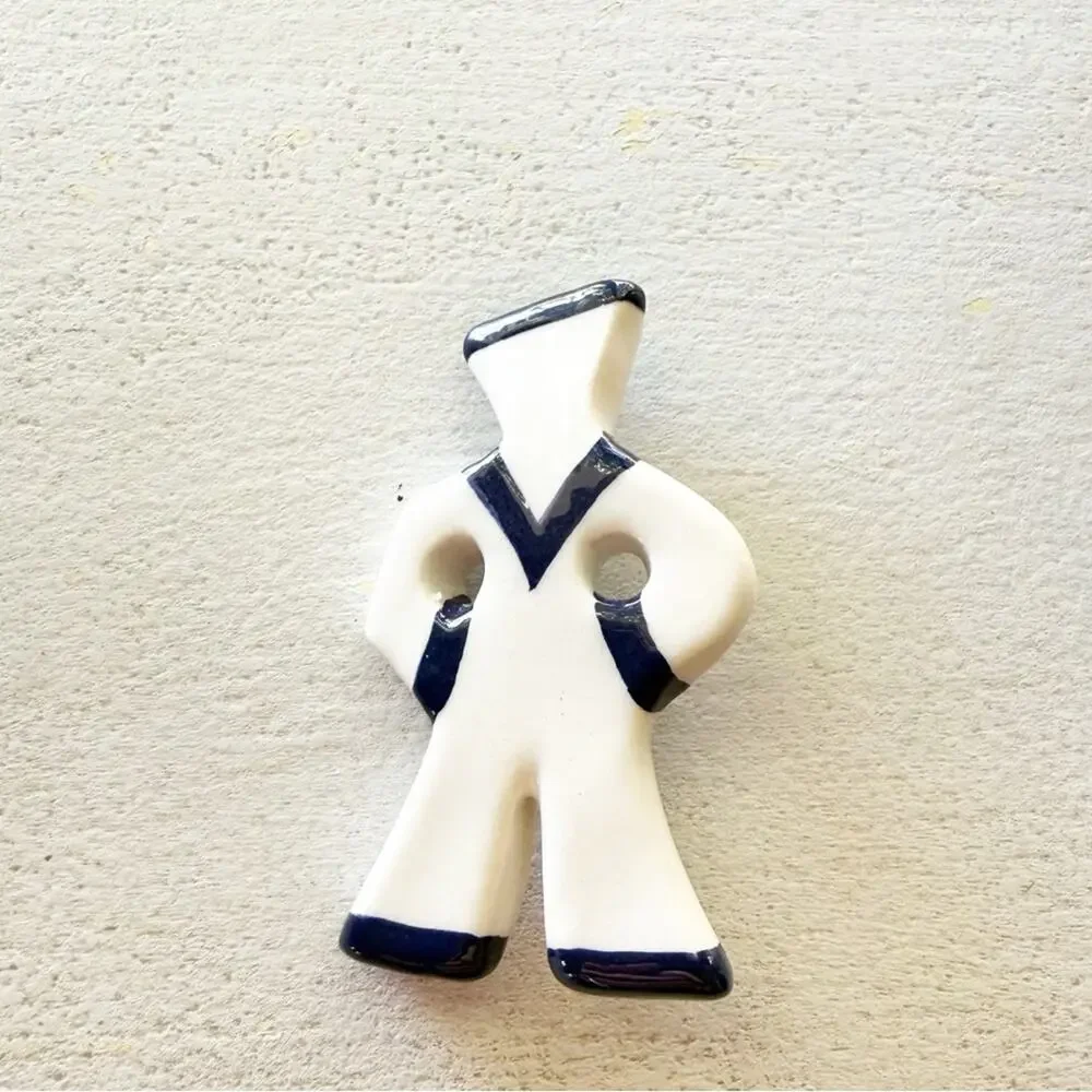 RUBY Z Vintage Hand Painted Ceramic Sailor Brooch Candace Loheed